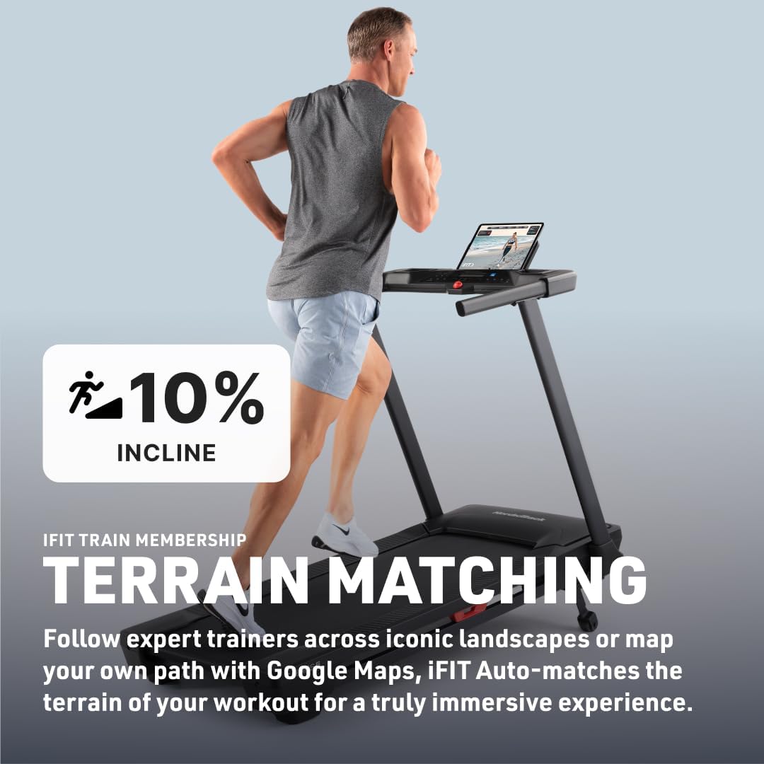 T Series Adjustable Handlebar & Multifunctional Desk, 9% Power Incline Brushless Quiet Motorized Treadmill for Apartments, 12-Point Shock & Immersive Hiking
