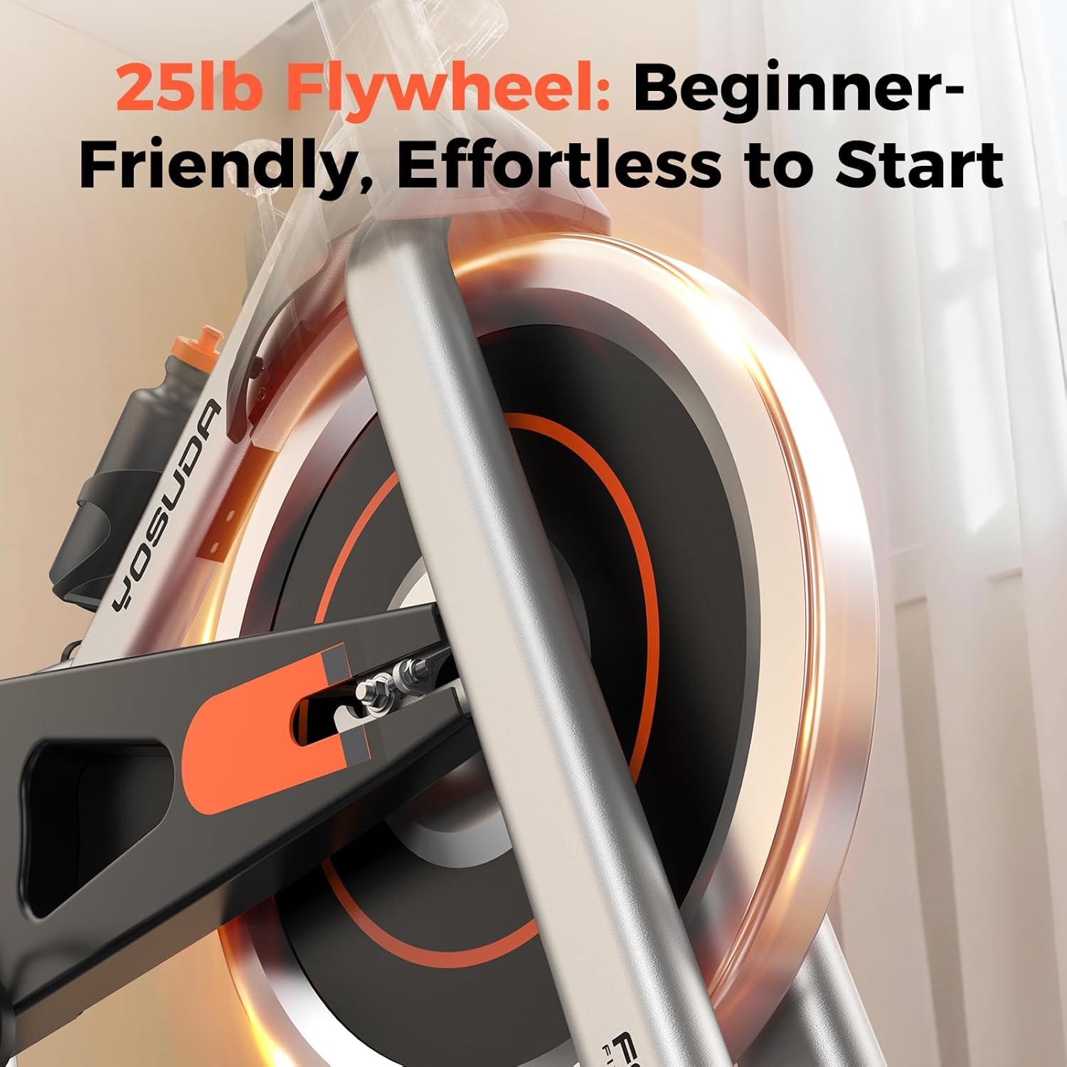 Brake Pad Stationary Bike for Home with Exclusive App, Magnetic Indoor Cycling Bike with 300 lb Weight Capacity, Low Noise, Tablet Holder and Fitness Courses for Weight Loss