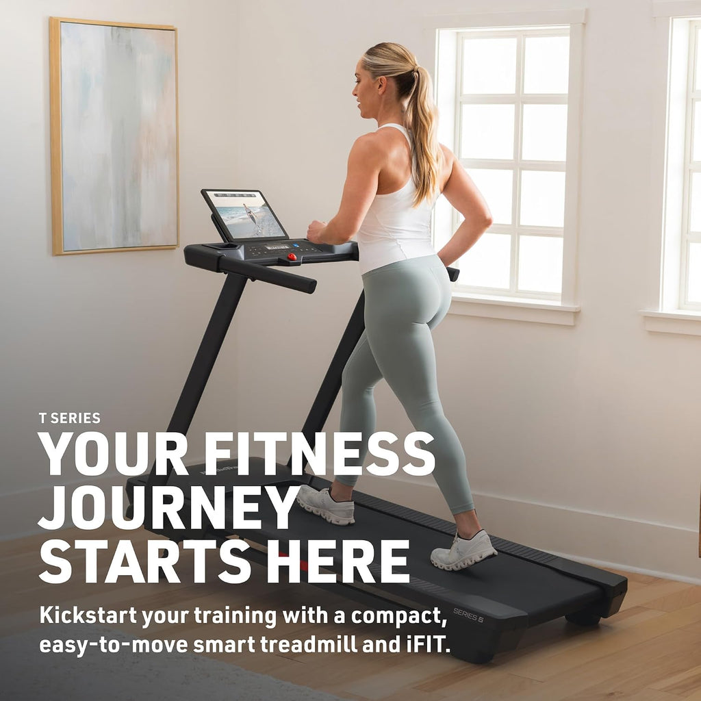 T Series Adjustable Handlebar & Multifunctional Desk, 9% Power Incline Brushless Quiet Motorized Treadmill for Apartments, 12-Point Shock & Immersive Hiking