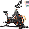 Magnetic Exercise Bike 350 lbs Weight Capacity - Indoor Cycling Bike Stationary with Comfortable Seat Cushion, Silent Belt Drive
