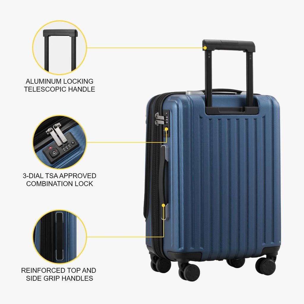 Carry on Luggage with Front Compartment, 20 Inch Expandable Hardside Suitcases with Wheels, Abs+Pc Harshell Spinner Luggages with Tsa Lock, Travel Bag for Women Men