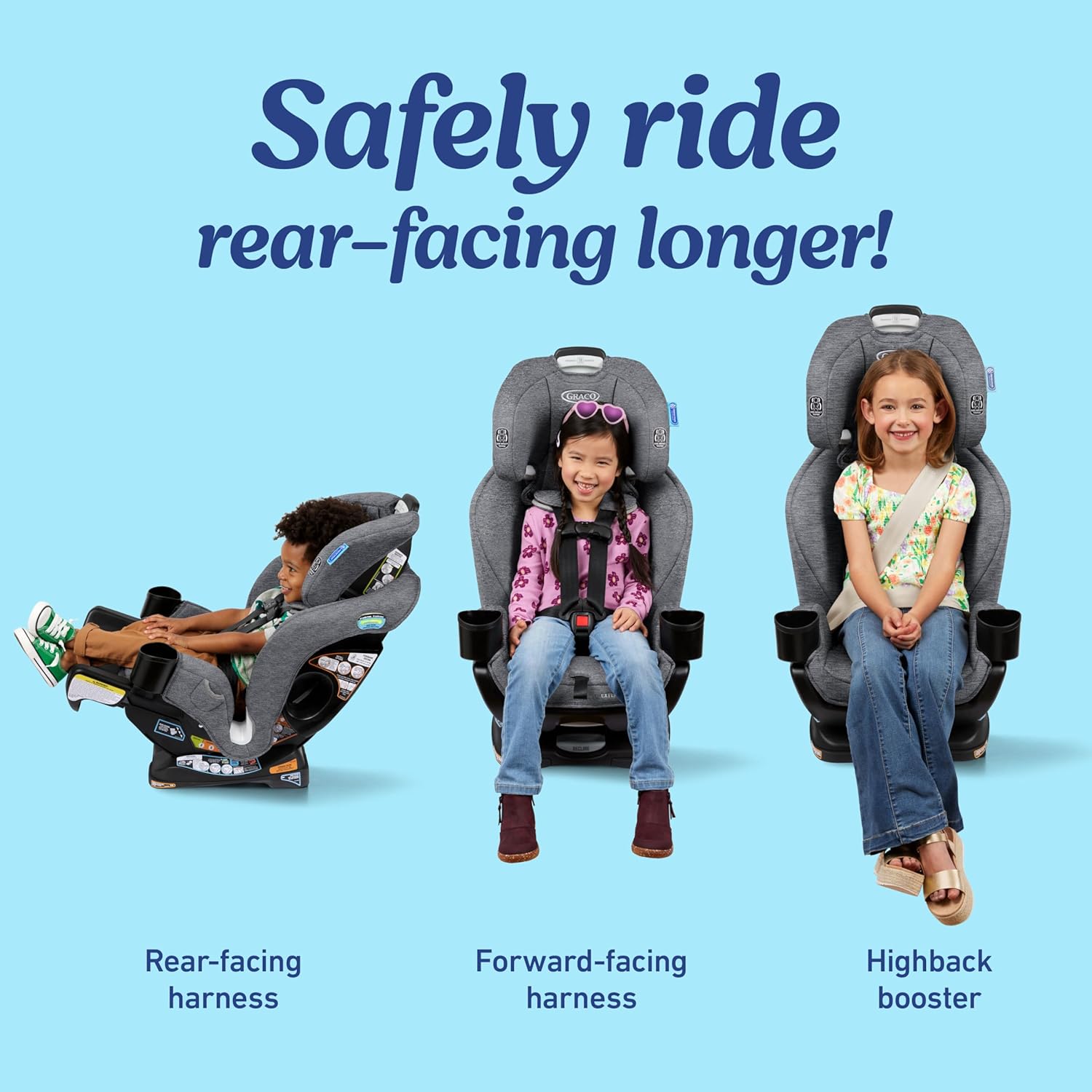 【Limited Offer】3-in-1 Convertible Car Seat, 3 Modes – Rear Facing, Forward Facing Baby Car Seat and Highback Booster Seat, Adjustable Extension Panel for Extra Legroom