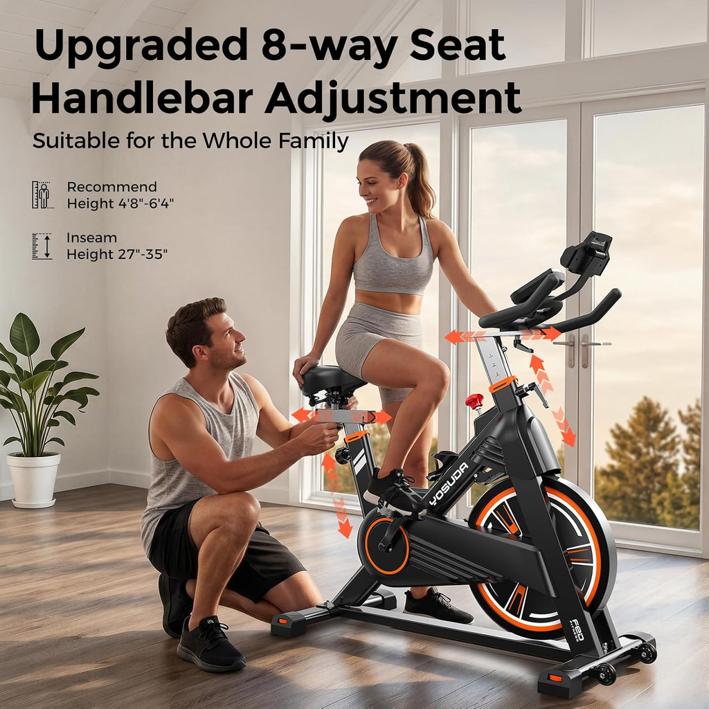 Magnetic Exercise Bike 350 lbs Weight Capacity - Indoor Cycling Bike Stationary with Comfortable Seat Cushion, Silent Belt Drive
