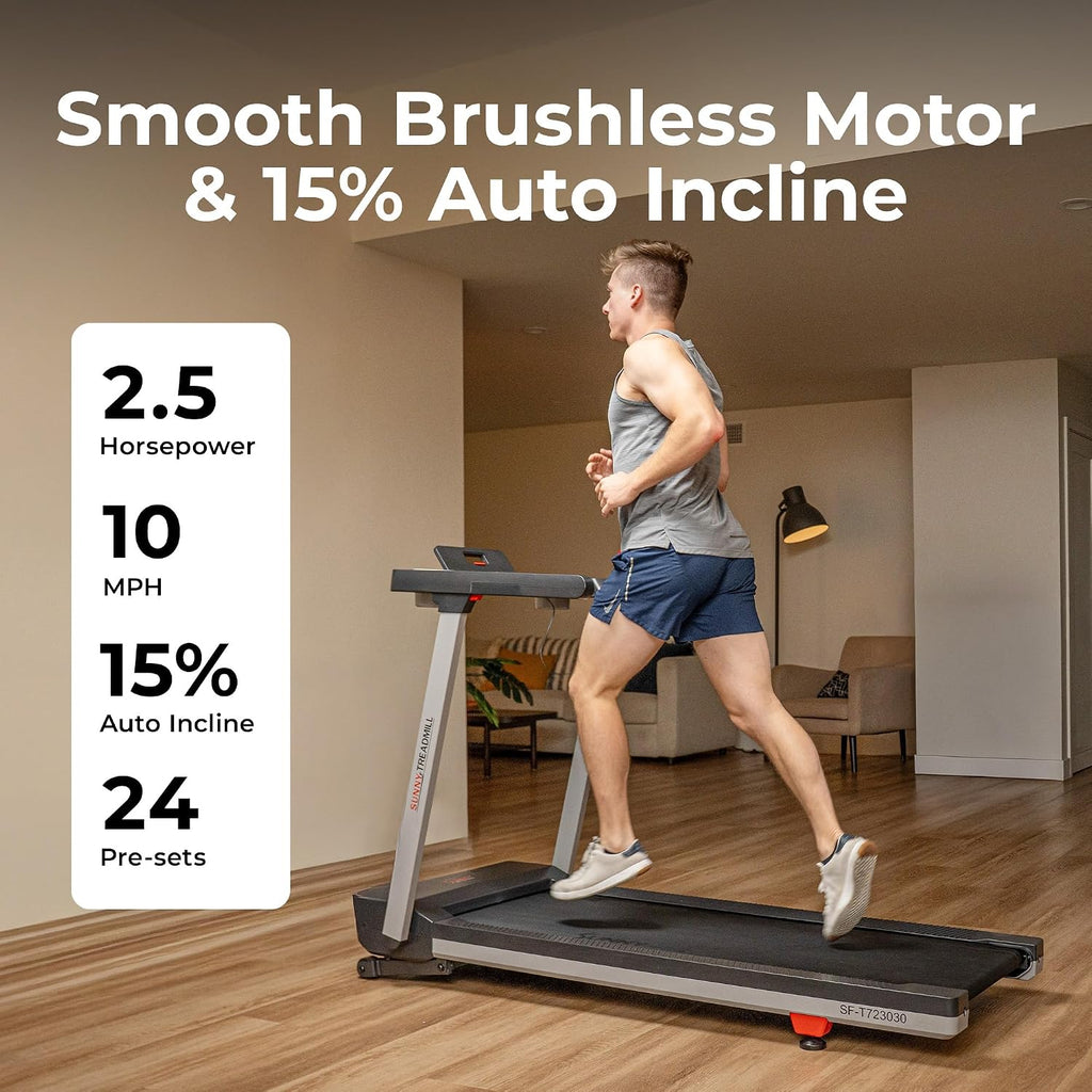 Health & Fitness Fully Assembled OneClick-Fold 20" Smart Treadmill with Auto Incline & SunnyFit App