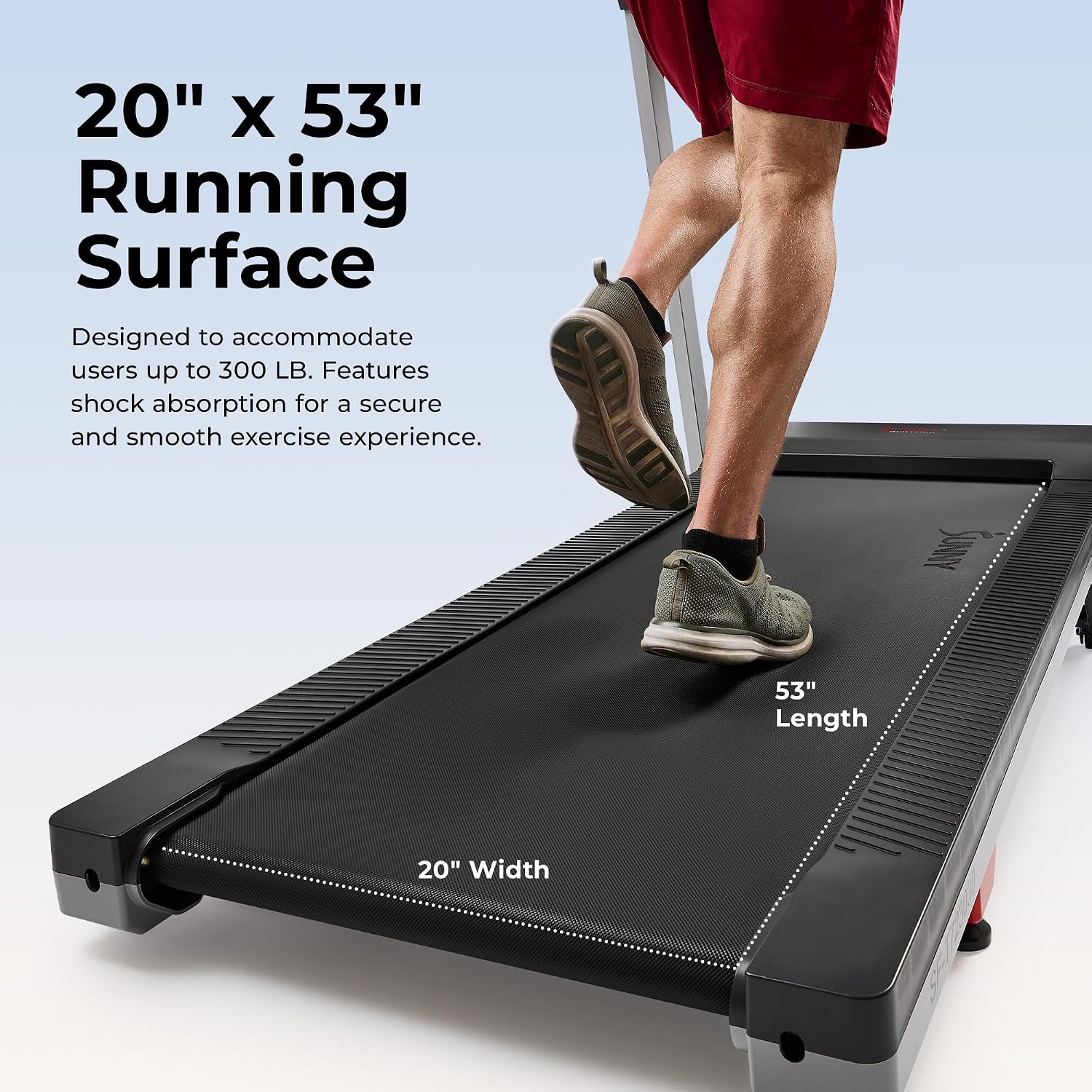 Health & Fitness Fully Assembled OneClick-Fold 20" Smart Treadmill with Auto Incline & SunnyFit App