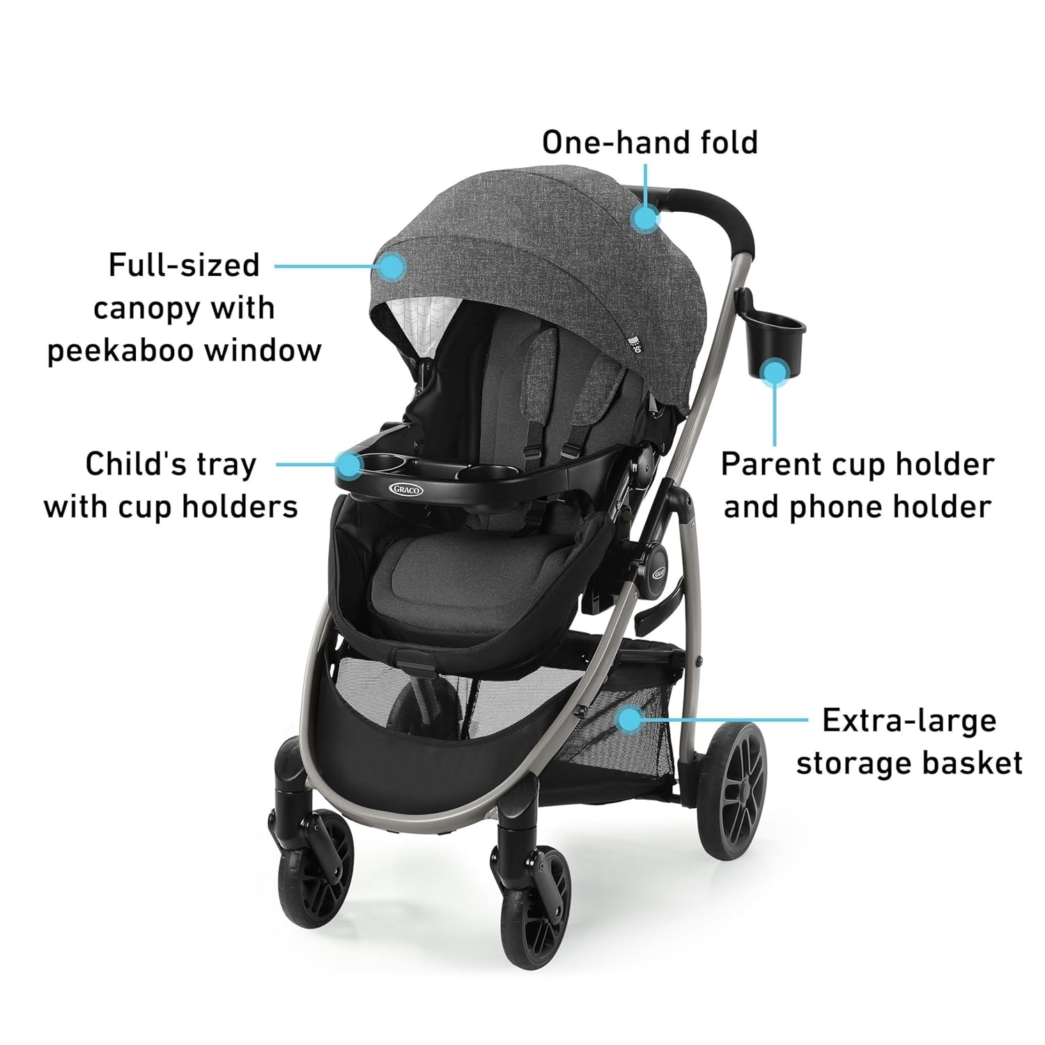 3-in-1 Baby Stroller, 3 Modes: Infant Car Seat Carrier (Car Seat Not Included), Infant Pramette to Toddler Stroller with Reversible Seat and One-Hand Fold