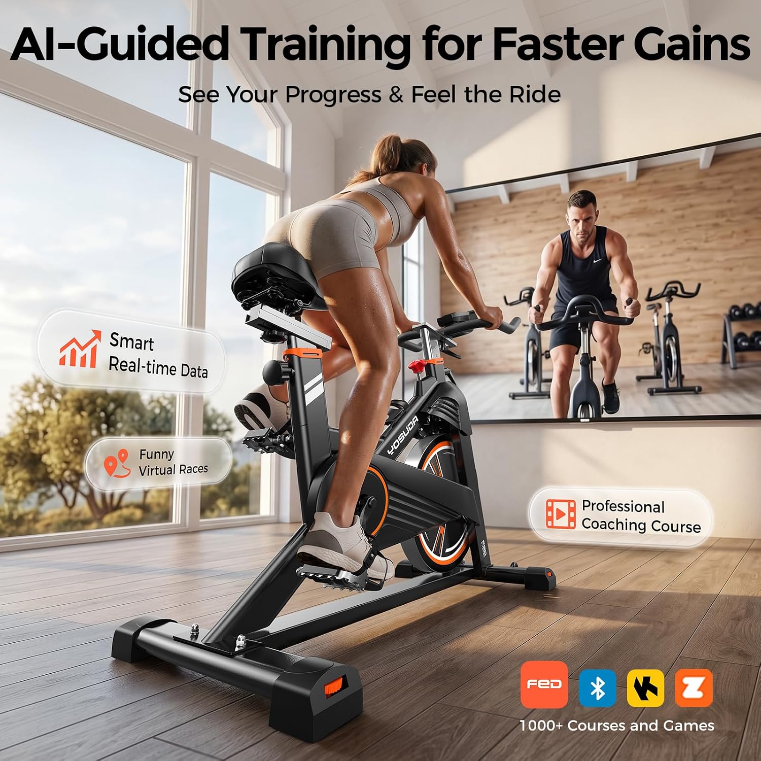 Magnetic Exercise Bike 350 lbs Weight Capacity - Indoor Cycling Bike Stationary with Comfortable Seat Cushion, Silent Belt Drive