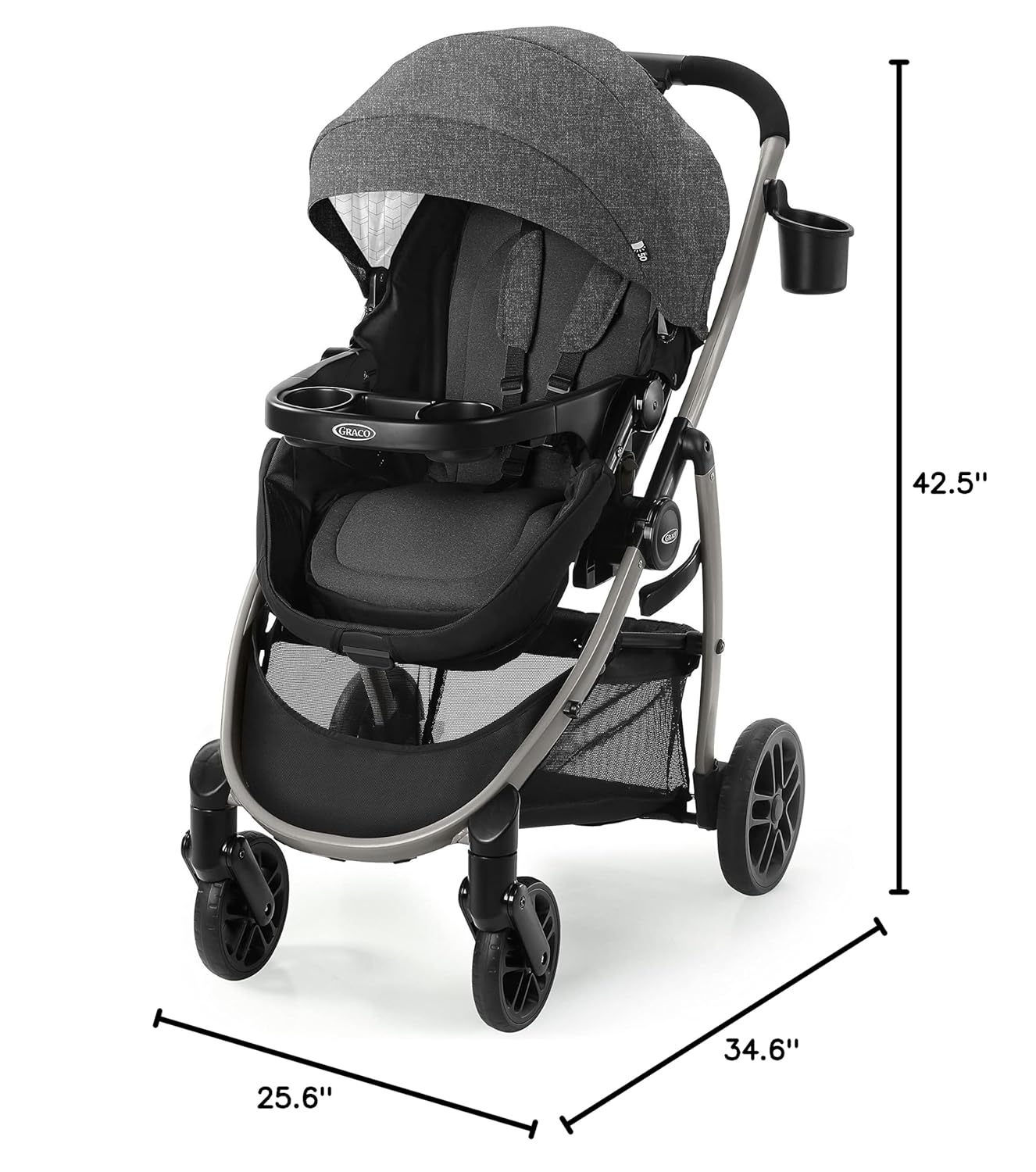 3-in-1 Baby Stroller, 3 Modes: Infant Car Seat Carrier (Car Seat Not Included), Infant Pramette to Toddler Stroller with Reversible Seat and One-Hand Fold