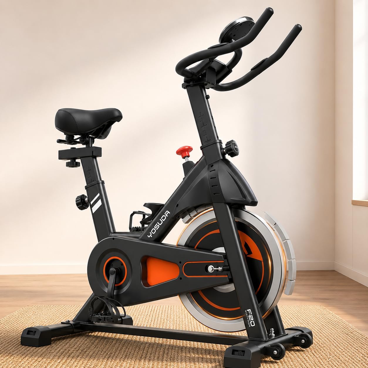 Magnetic Exercise Bike 350 lbs Weight Capacity - Indoor Cycling Bike Stationary with Comfortable Seat Cushion, Silent Belt Drive
